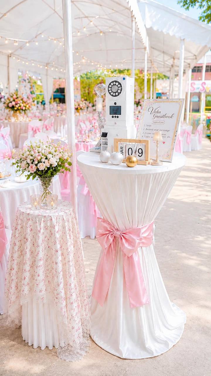 Video Guestbook ตกแต่งด้วยดอกไม้สีชมพู